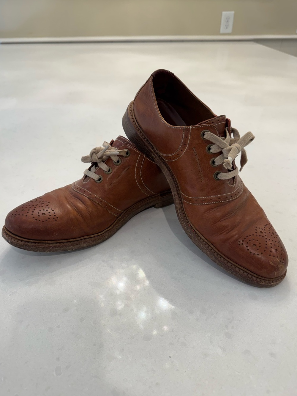 Cole Haan Men's Brown Leather Wingtip Oxford Shoes, Size 10.5
